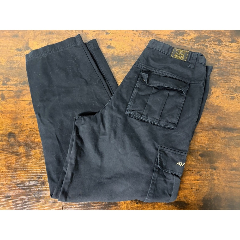 Avirex Field Pants US Air Force Navy Blue Cargo‎ Sz 36 Grunge Baggy Y2K 90s Rap